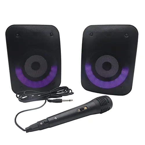Lexibook iParty Set von 2 Bluetooth Stereolautsprechern mit Mikrofon, 3 Std. Akku, Bluetooth 5.0