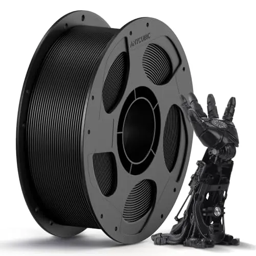 ANYCUBIC PLA Filament 1.75mm Schwarz, 1KG für 3D Drucker, wiederverwendbare Spule