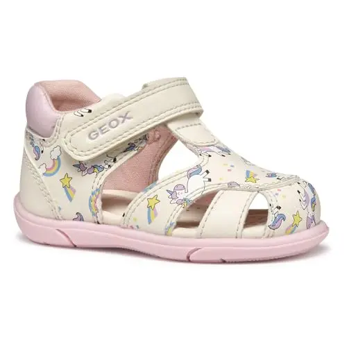 Geox B ZAPITO Mädchen Sandalen, Ivory/Pink, Größe 22