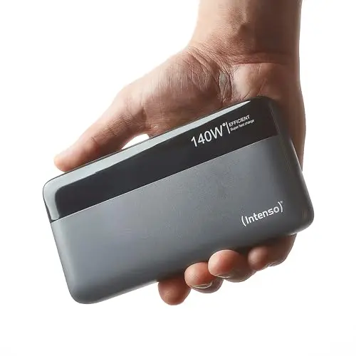 Intenso Powerbank HE25000, 25000mAh, USB-C Ladekabel, Grau-Schwarz