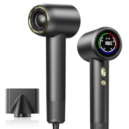 Ionen Haartrockner 1600W mit LED Display, schnelltrocknend, leiser Fön für Damen & Herren inkl. Stylingdüse
