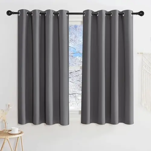 KGORGE Verdunklungsvorhänge Grau 145 x 140 cm - Blickdichtes 2er Set für Schlafzimmer