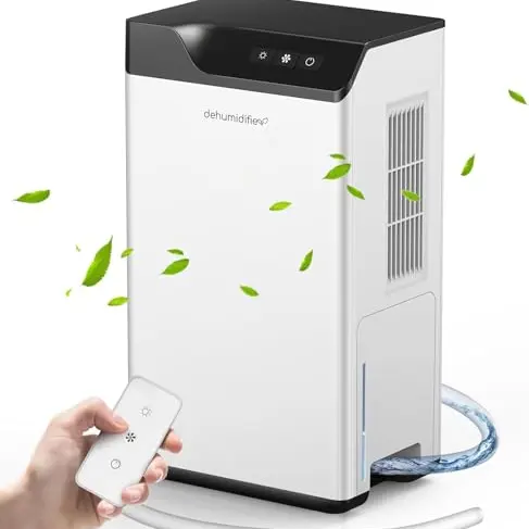 Kitette Elektrischer Luftentfeuchter mit Fernbedienung, 1.8L Wassertank, zwei Geschwindigkeitsmodi für Keller und Badezimmer