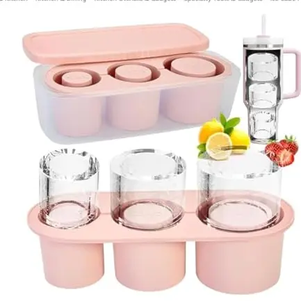Stanley Cup Eiswürfelform – 3 Silikon-Eiswürfelbehälter für 30Oz-40Oz Becher mit Deckel