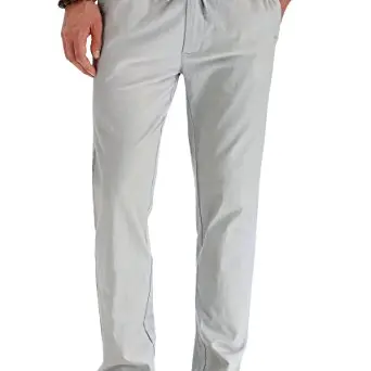 Ninee Herren Leinenhose mit Kordelzug – Lässige Sommer Strandhose (Grau, Größe 32)