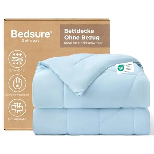 BEDSURE Kühlende Bettdecke 220x200 - Atmungsaktiv & leicht für erholsamen Schlaf, Blau