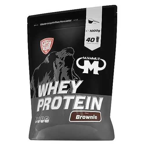 Mammut Nutrition Whey Protein Pulver Brownie – 1kg – 27g Protein pro Portion – Perfekte Löslichkeit