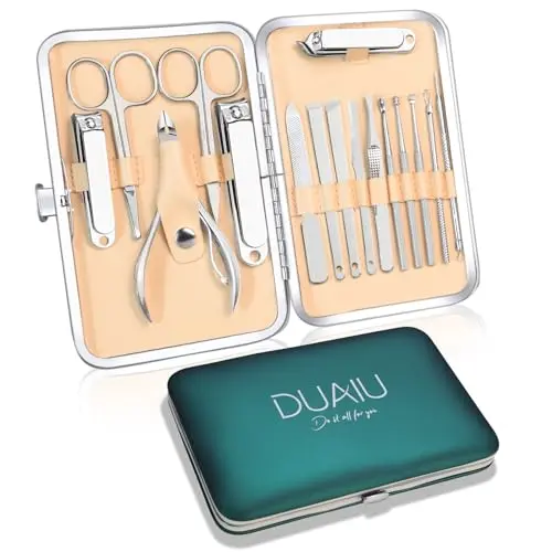 DUAIU 16-teiliges Maniküre Set aus Edelstahl - Nagelpflege für Damen und Herren, ideal für Reisen