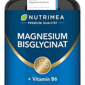 Magnesium Bisglycinat + Vitamin B6 - Hochdosierte vegane Kapseln mit optimaler Bioverfügbarkeit