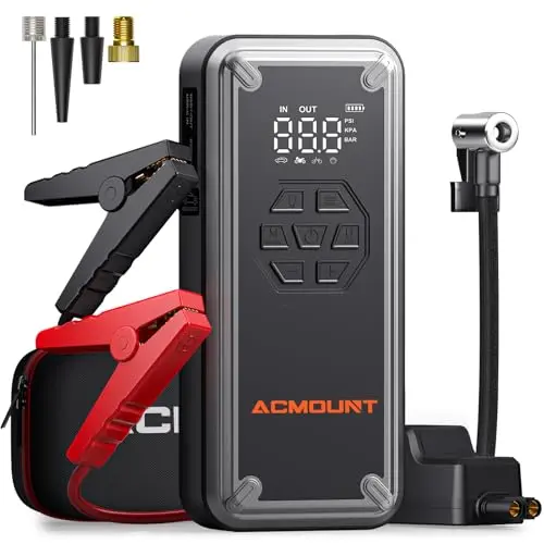 ACMOUNT Starthilfe Powerbank mit Kompressor für Pkw, 4000A Booster & 150 PSI Reifenfüller