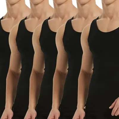 Falechay Herren Unterhemd Tank Top 5er Pack Baumwolle ärmellos Schwarz XL