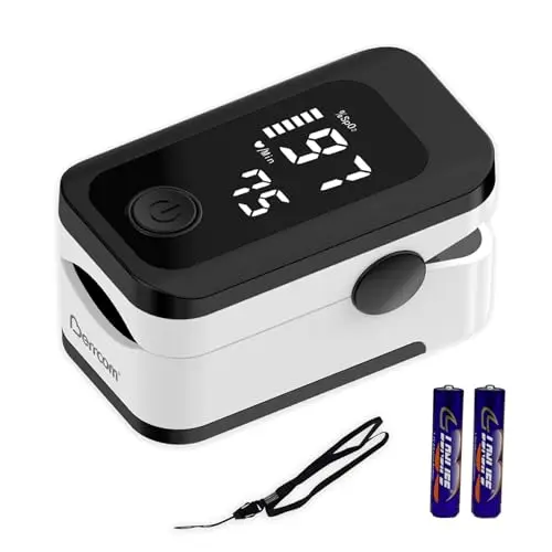 Berrcom Pulsoximeter für Blut-Sauerstoff-Sättigung – Hohe Genauigkeit für Kinder und Erwachsene mit Batterien und Lanyard
