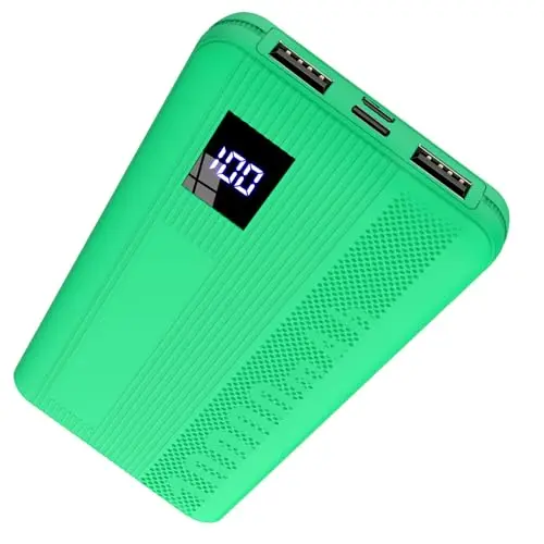 10000 mAh Powerbank mit LED Anzeige und 2 Ausgängen - Waldgrün