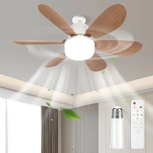 BomKra Deckenventilator mit Beleuchtung und Fernbedienung - 30W LED, 3 Geschwindigkeiten, dimmbar, ideal für Schlafzimmer