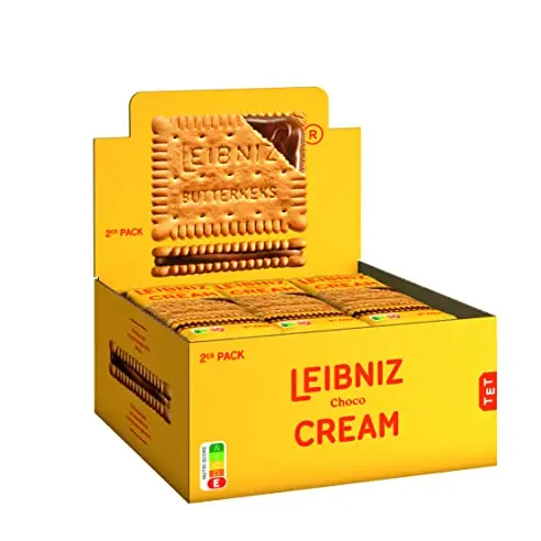 LEIBNIZ Cream Choco - 2 knusprige Butterkekse mit Schokoladencreme, praktischer 2er Pack