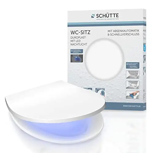 SCHÜTTE WC-Sitz mit Absenkautomatik und LED-Nachtlicht, weiß, Universalgröße