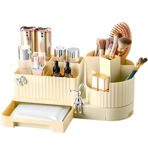 REFORUNG Kosmetik Make-up Organizer 360° drehbar - Multifunktionale Aufbewahrung für Schminktisch und Bad