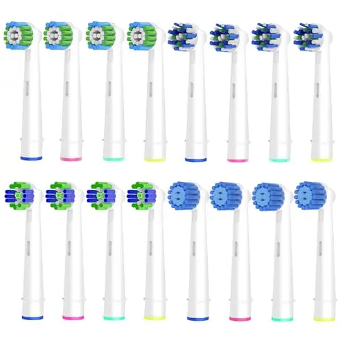 16er Aufsteckbürsten für Oral-B elektrische Zahnbürsten – kompatibel mit Precision, Cross, 3D Whitening & Sensitive Clean