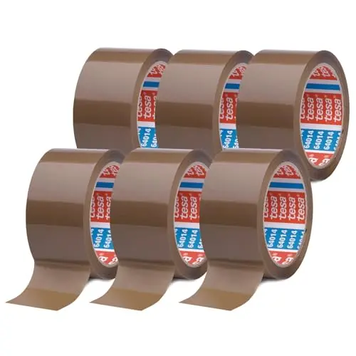 tesa tesapack 6er Pack - Geräuscharmes Paketklebeband - 6 Rollen à 66 m - braun