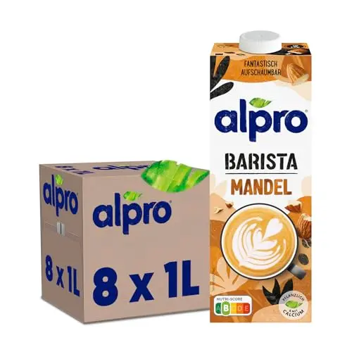Alpro Barista Mandeldrink – Vegan und laktosefrei – Mit Calcium und Vitaminen – 8 x 1 L