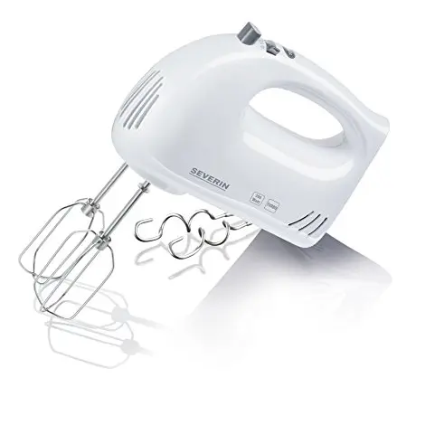SEVERIN Handmixer, 5 Geschwindigkeitsstufen, mit Edelstahl-Rührbesen und Knethaken, weiß