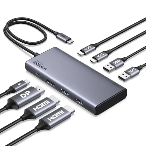 UGREEN Revodok Pro 308 Triple Display Docking Station USB C Hub mit 4K HDMI & USB Ports, PD 100W, kompatibel mit Zenbook & MateBook