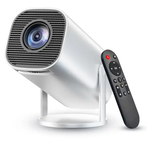 Mini Beamer 4K Full HD Tragbarer Projektor mit WiFi 6 und Bluetooth 5.2, Kompatibel mit HDMI, Silbern