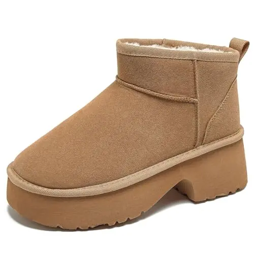 Mishansha Damen Winterstiefel Warm Khaki 40