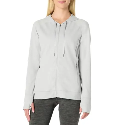 Amazon Essentials Damen leichte Funktions-Trainings-Kapuzenjacke, Taube Space-Dye, M