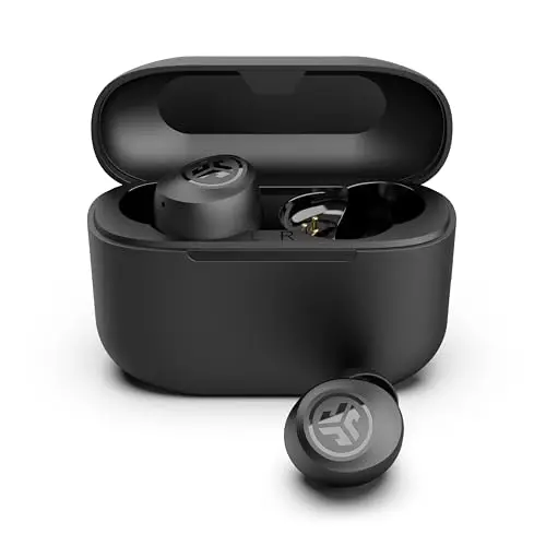 JLab Go Air Pop+ In Ear Kopfhörer Bluetooth, 35+ Std kabellose Ohrhörer mit Mikrofon und USB-C Ladebox, Mitternachtsschwarz
