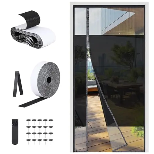 EFUTURETIME Fliegengitter Balkontür 100×210 cm Magnet, Insektenschutz mit Sichtschutz, ohne Bohren, Klettband