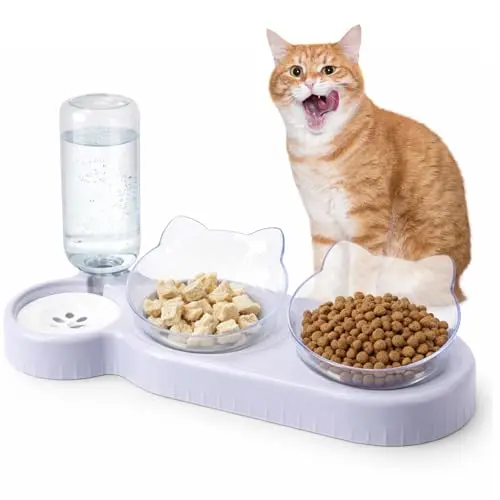 KELAV 3-in-1 Katzennapf Set mit Wasserspender und Futternapf - Gesunde Haltung für Katzen und kleine Hunde