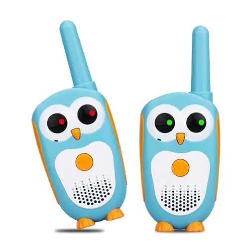 Retevis RT30 Walkie Talkie für Kinder, Cartoon-Eule, für 3-5 Jahre, LED, Outdoor Spielzeug (Blau, 2er Set)