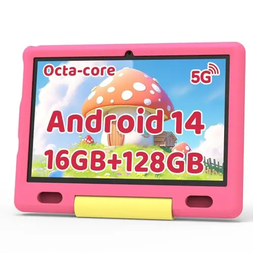 Ainmel Kinder Tablet 10 Zoll, Android 14, 16GB+128GB, Kindersicherung, WiFi 6 - Rosa