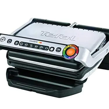 Tefal OptiGrill Kontaktgrill mit 6 Programmen und antihaftbeschichteten Platten, Edelstahl, GC705D16
