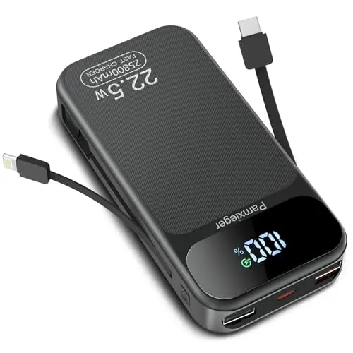 Power Bank 25800 mAh mit Schnellladung für Smartphones und Tablets, tragbarer Akku mit LCD Anzeige