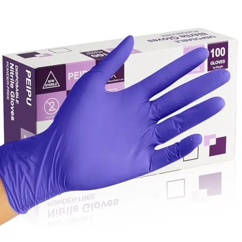 PElPU Nitrilhandschuhe, puderfrei, latexfrei, Einweghandschuhe für Reinigungen (100, M)