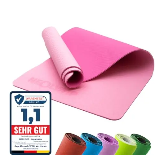 NEOLYMP Yogamatte rutschfest mit Tragegurt - umweltfreundliche Gymnastikmatte für Yoga und Sport