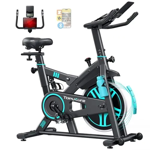Heimtrainer Fahrrad mit APP, Herzfrequenz, Stoßdämpfung, leise <20dB, Magnetwiderstand, 15kg Schwungrad, bis 160kg