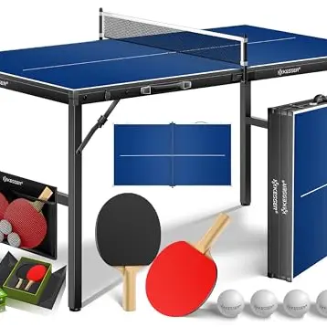 KESSER® Tischtennisplatte Mini mit Schläger-Set, Bällen & Netz | Indoor & Outdoor | Klappbar, Kofferdesign | 153 x 76,5 cm