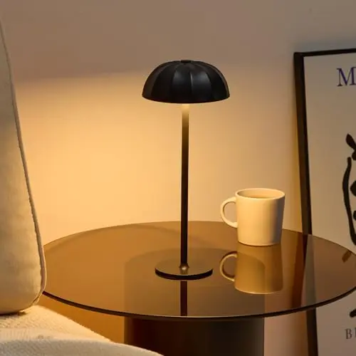 Bojim Kabellose LED Tischlampe, Höhenverstellbar und Dimmbare Touch Control, IP54 Wasserdicht für Esstisch, Garten, Balkon