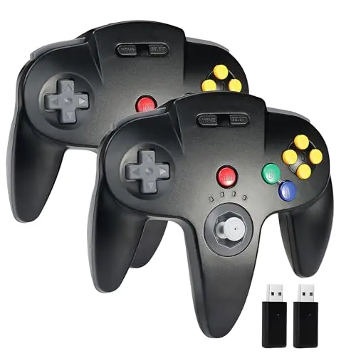 miadore 2er Pack Wireless N64 Controller für Switch, kompatibel mit OLED/Lite/Windows/MAC/Raspberry Pi (Schwarz)