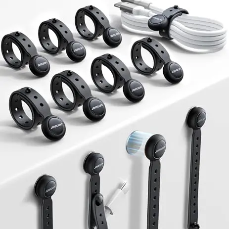 JOYROOM 12er Set Magnetische Kabelbinder Schwarz, Multifunktionale Silikon Kabelhalter für Büro und Reisen