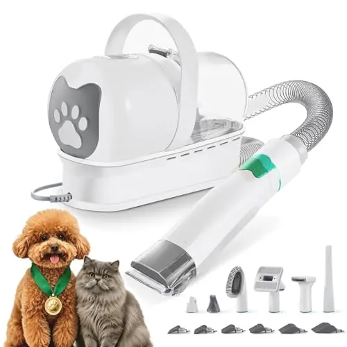 CFITANK Hundeschermaschine mit Staubsauger, leises Haustierpflegeset mit 7 Werkzeugen