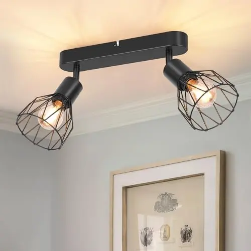 VEKIDOT LED Deckenstrahler 2-flammig schwenkbar aus Metall - Vintage Deckenlampe für Wohnzimmer und Küche