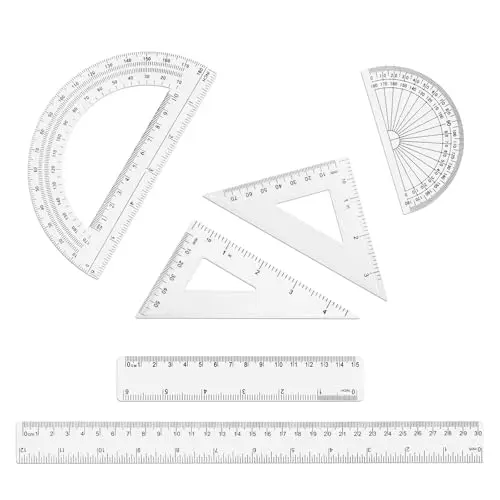 6er Linealset – 30 & 15 cm – Gerades Lineal, Winkelmesser & Dreieckslineal – Geometrieset für Schule, Büro & Zuhause