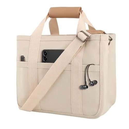 Bvdfgk Canvas Tragetasche für Damen - Große Crossbody-Tasche mit Schultergurt, Ideal für Alltag und Schule, Weiß