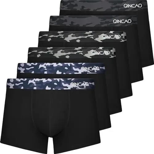 QINCAO Herren Boxershorts 6er Pack ohne kratzenden Zettel, Baumwolle, Größen S - 4XL