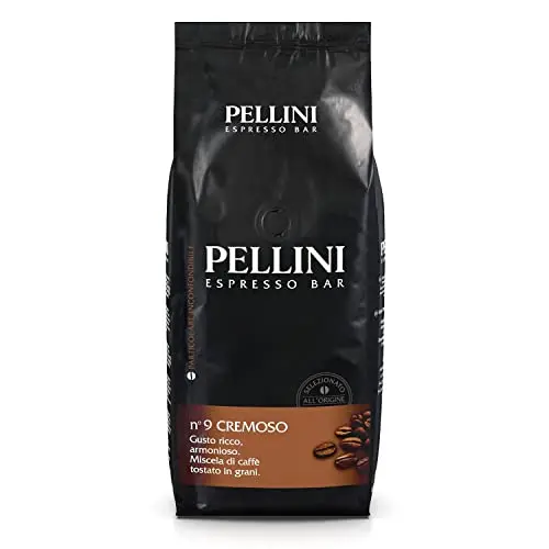 Pellini N.9 Cremoso Kaffeebohnen 1kg - Aromatische Espresso-Mischung mit mittlerer Röstung