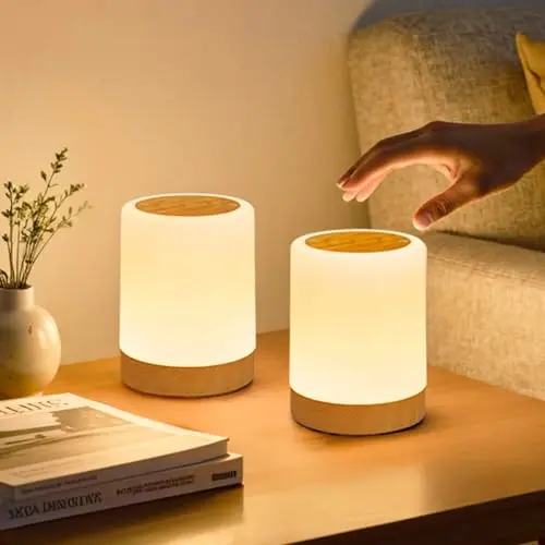 Dorifun LED Nachttischlampe Touch Dimmbar 2er Set, kabellose Batterielampe mit Farbwechselfunktion für Wohnzimmer & Schlafzimmer